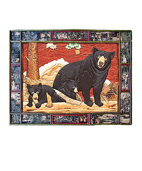 Intarsia Wall Art - Bear Family